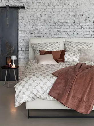 JOOP | Satin Bettwäsche CORNFLOWER DOUBLE 70x90cm/140x200cm Deep Ocean | beige